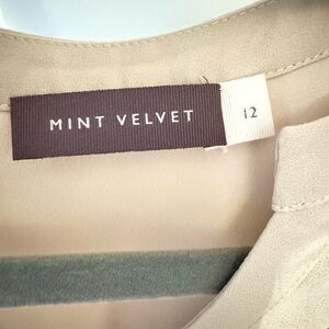 NWOT Mint Velvet Gray/Taupe/Tan Tiered Sheer Button Up, Layered Tunic Size 12